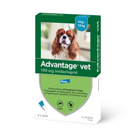 ADVANTAGE VET Loppemiddel hund 4-10 kg - 4x1,0 ml