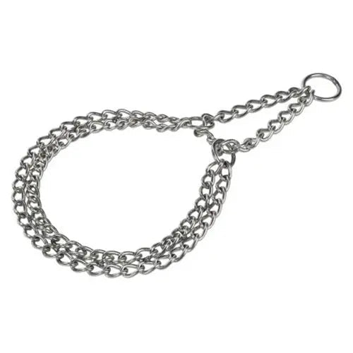Dobbelt rustfri stål halsbånd M, 50 cm <25 kg