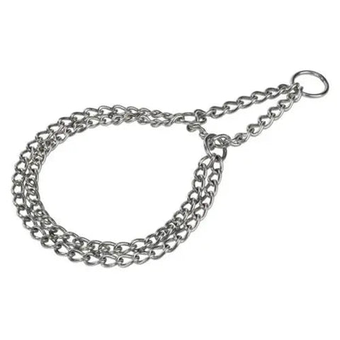 Dobbelt rustfri stål halsbånd M, 50 cm <25 kg