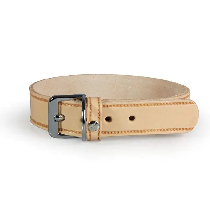 Læder halsbånd Weinheim 22-29 cm sand bred