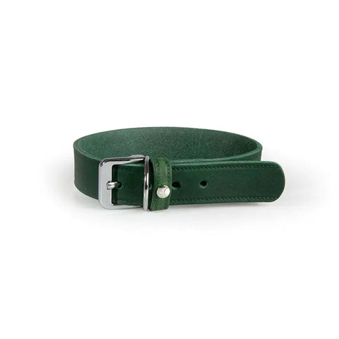 Læder halsbånd Weinheim 32-39 cm grøn bred