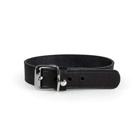 Læder halsbånd Weinheim 22-29 cm sort bred