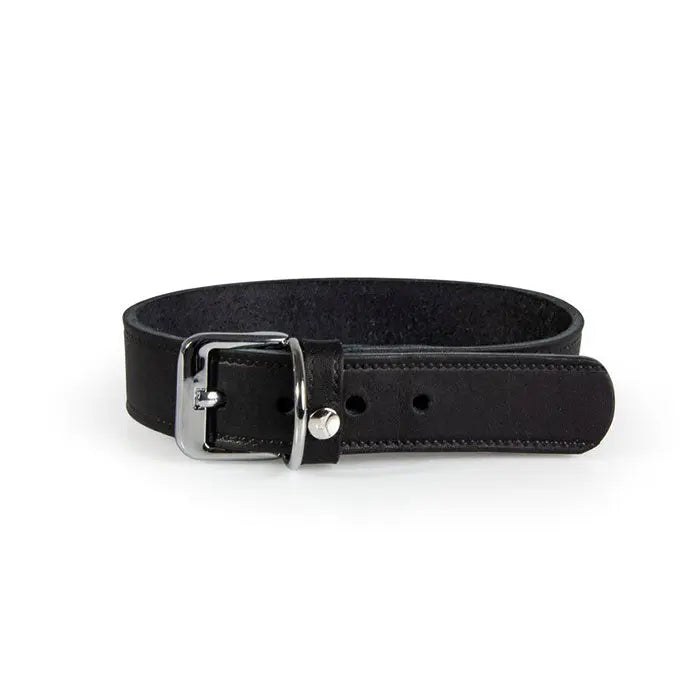Læder halsbånd Weinheim 51-57 cm sort bred