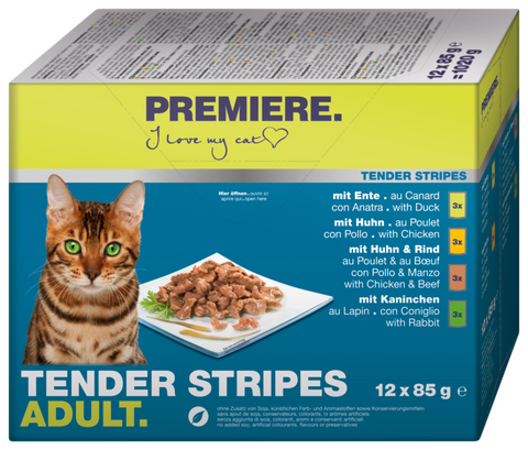 Adult Tender Stripes Pouch Multipack 12x85 g