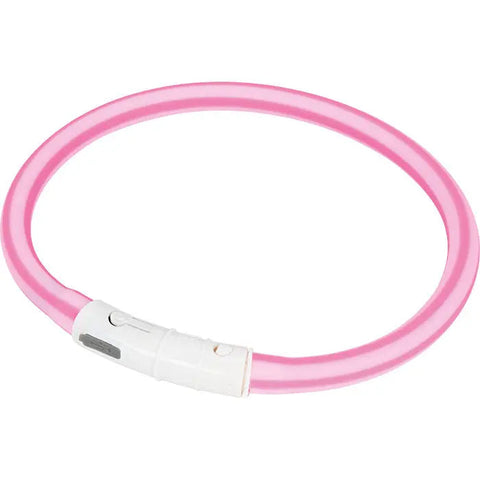 Lyshalsbånd Blinking Silikone 65 cm pink stribet