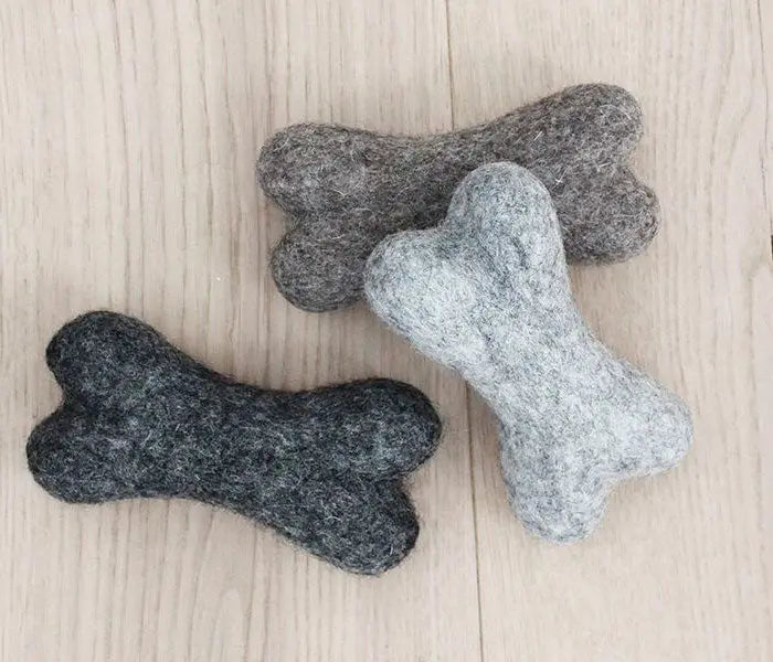 Hundelegetøj Bones 22x7x5 cm uld grå
